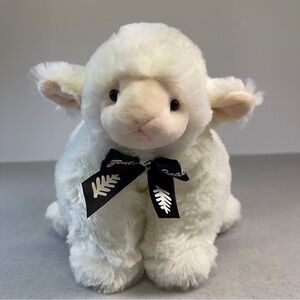 Plush White Lamb Stuffed Animal Pillow With Black Bow New Zealand Sheep